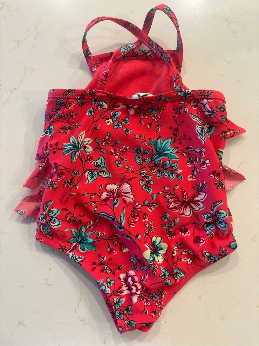 Baby Gap Kids Floral Ruffle One-Piece Swimsuit - Red